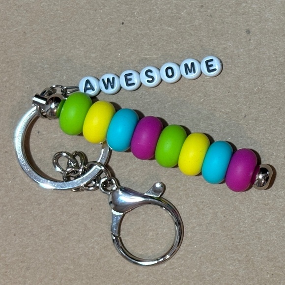 Silicone Inspirational Beaded Keychain - Awesome - Picture 2 of 2